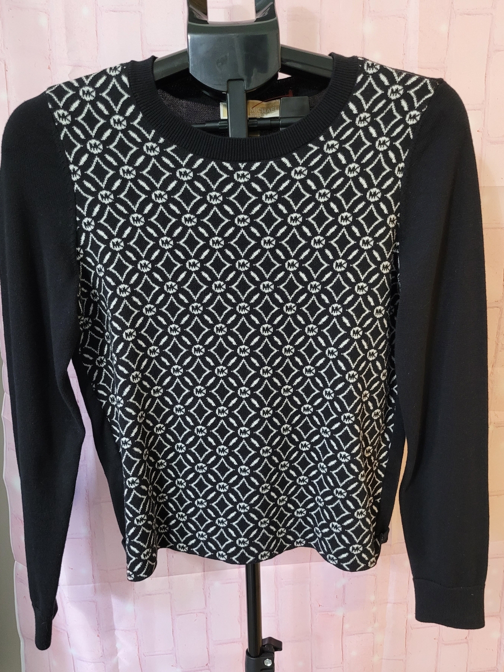 Michael Kors Black & White Geometric Knit Sweatshirt